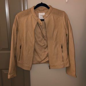 MANGO tan leather jacket